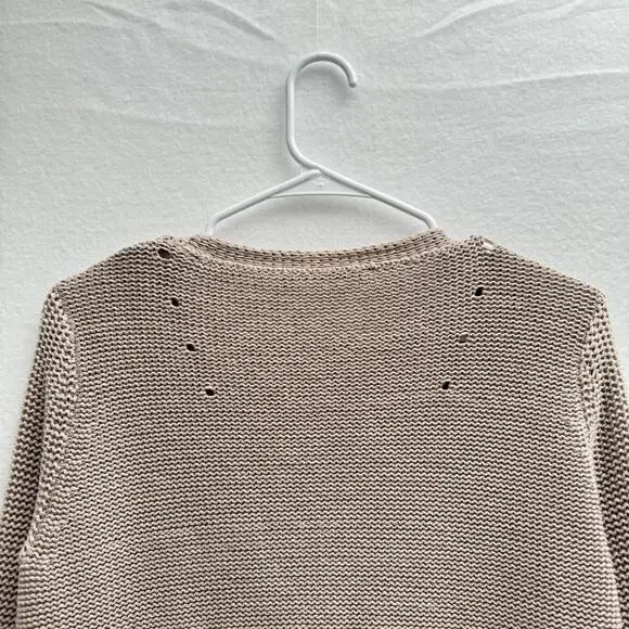 Alexander Wang Women's XS Beige Tan Cotton Heavy Knit Button Cardigan Sweater
